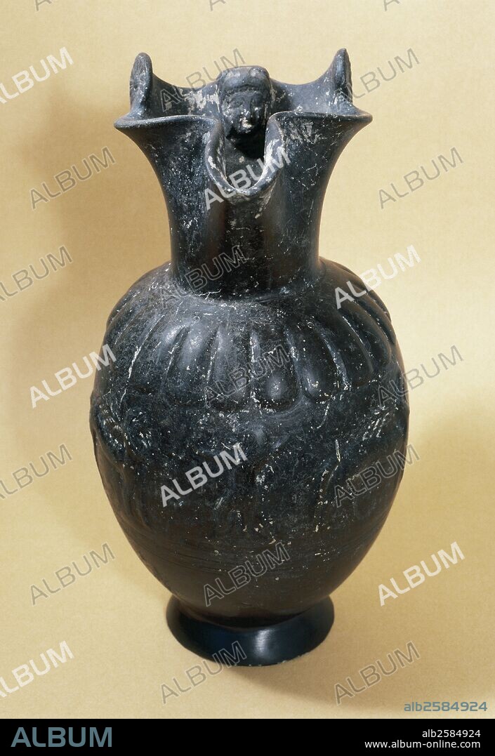 Bucchero sottile. 7th-6th centuries BC. Etruscan Vase. Provenance unknown. Archaeological Museum of Catalonia. Barcelona. Spain.