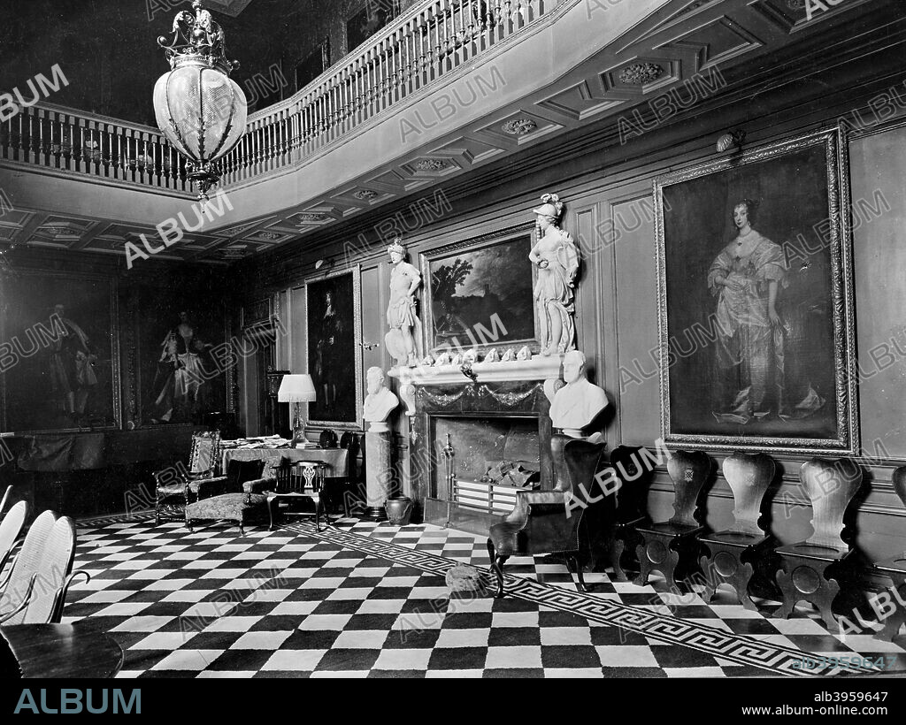 Ham House, Richmond, London. This is the great hall with its gallery. It was first built in 1610 by Sir Thomas Vavasour, but was greatly altered later in that and the following centuries.
