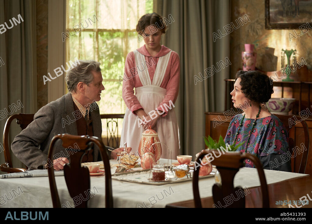 COLIN FIRTH, ODESSA YOUNG and OLIVIA COLMAN in MOTHERING SUNDAY, 2021, directed by EVA HUSSON. Copyright Number 9 Film / British Film Institute.