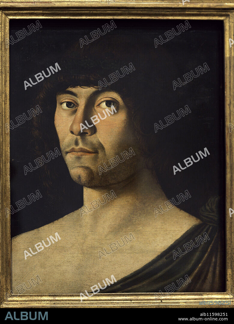 GIOVANNI BELLINI (CA. 1432-1516). ITALIAN PAINTER.. Raffaele Zovenzoni (1431-ca. 1484). Italian humanist and writer. Portrait of the poet Raffaele Zovenzoni (the poet laureate), ca. 1467, by the Italian painter Giovanni Bellini (ca. 1432-1516). Oil on wooden panel. Pinacoteca Castello Sforzesco, Milan, Italy.