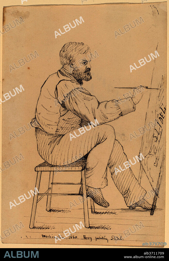 JOHN QUINCY ADAMS WARD. Sketch Class Series - E.W. Perry. Dated: 1860. Dimensions: sheet: 17 × 11.4 cm (6 11/16 × 4 1/2 in.). Medium: pen and brown ink over graphite on wove paper.