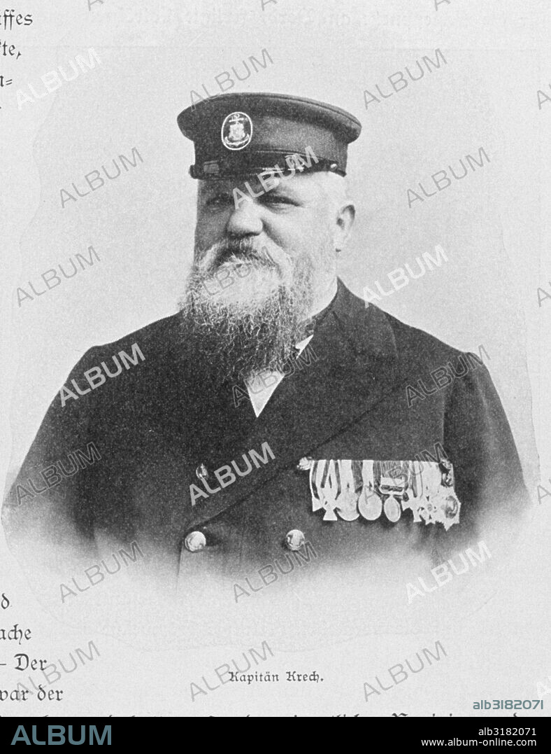 Captain Krech, captain of the VALDIVIA during its expedition. From 'Aus den Tiefen des Weltmeeres' by Carl Chun, 1903.