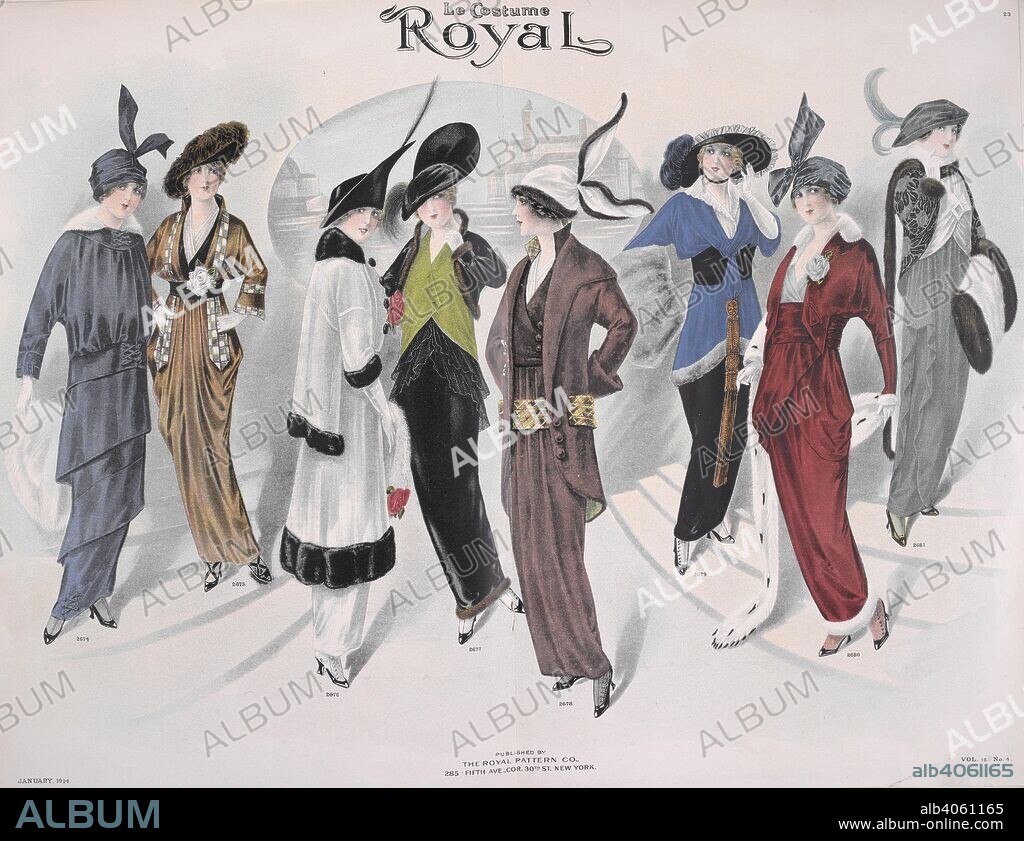 Fashion plate showing women s clothing. Le costume royal. New York