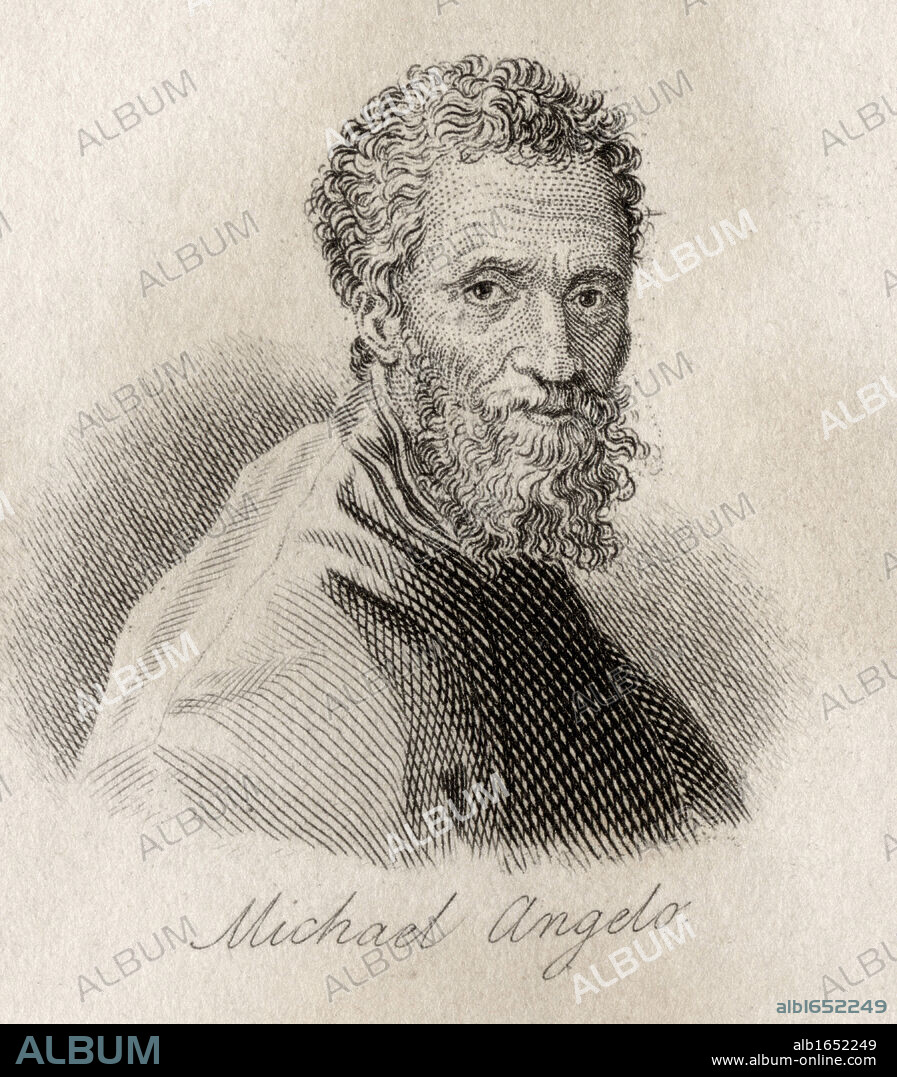 Michelangelo Buonarroti,1475-1564. Italian High Renaissance/Mannerist painter, sculptor, architect and poet. Engraved by J.W.Cook.