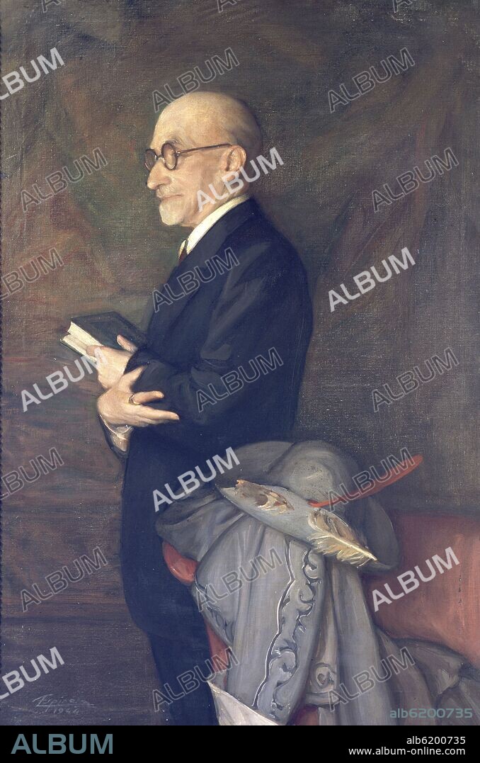 ESPINOSA. RETRATO DE JACINTO BENAVENTE Y MARTINEZ (1866/1954) EN 1944 - PREMIO NOBEL DE LITERATURA EN 1922 MIEMBRO DE LA GENERACION 98.
