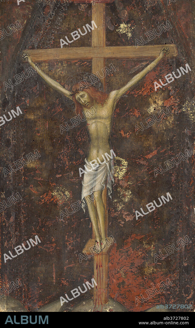 ANDREA DI BARTOLO. Christ on the Cross [reverse]. Dated: c. 1380/1390. Dimensions: painted surface: 30 × 18.6 cm (11 13/16 × 7 5/16 in.)  overall: 30 × 18.6 × 0.8 cm (11 13/16 × 7 5/16 × 5/16 in.)  framed: 52.7 x 34.3 x 7.9 cm (20 3/4 x 13 1/2 x 3 1/8 in.). Medium: tempera on panel.