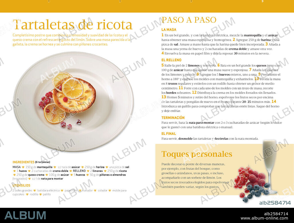 Tartaletas de ricota. Receta para la elaboración de las tartaletas de ricota, un postre que combina la cremosidad y suavidad de la ricota y el queso crema con el refrescante gusto del limón. Ingredientes, utensilios y modo de preparación al detalle.