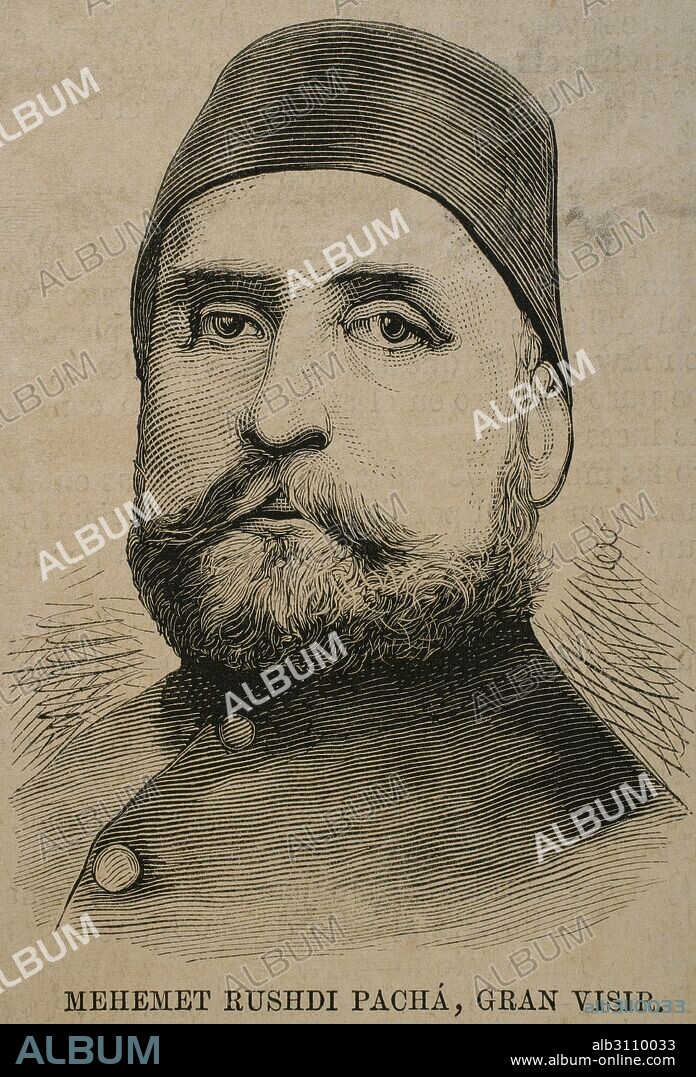 Mehmed Pasha Rushdi (1811-1876) Estadista otomano. Sirvió como gran visir del Imperio Otomano. Grabado. Siglo XIX.
