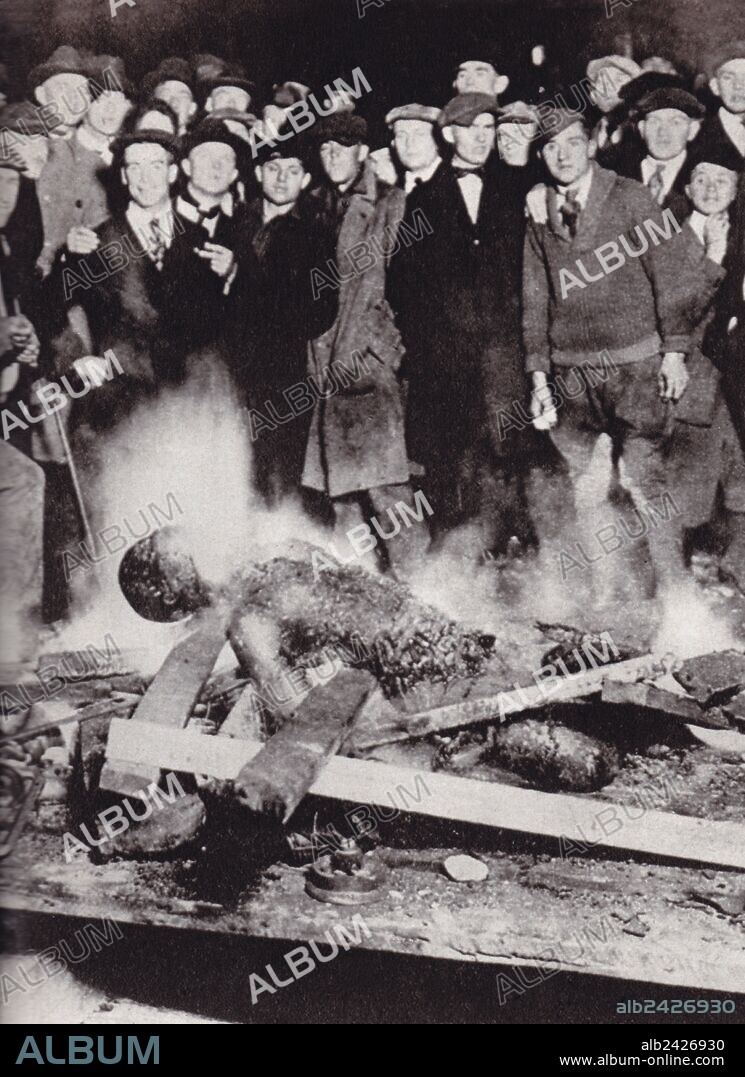1919-Photograph showing the body of Will Brown after being burned by a white crowd. The Omaha Race Riot occurred in Omaha, Nebraska, on September 28 29, 1919. The race riot resulted in the brutal lynching of Will Brown, a black worker; the death of two white men; the attempted hanging of the mayor Edward Parsons Smith; and a public rampage by thousands of whites who set fire to the Douglas County Courthouse in downtown Omaha. It followed more than 20 race riots that occurred in major industrial cities of the United States during the Red Summer of 1919.