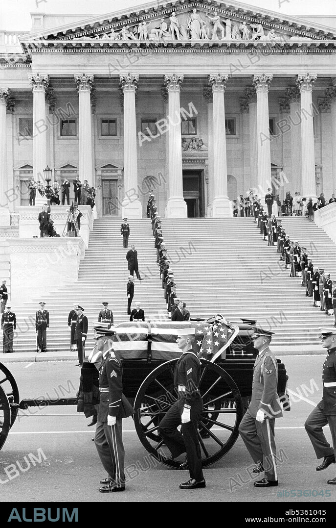 Former U.S. President Herbert Hoover's Casket, U.S. Capitol Building, Washington, D.C., USA, Warren K. Leffler, October 23, 1964.
