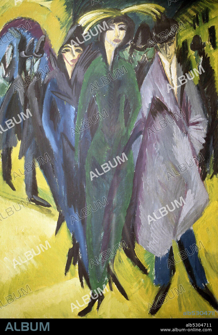 ERNST LUDWIG KIRCHNER. KIRCHNER, ERNST LUDWIG. PINTOR ALEMAN. 1880-1938. "MUJERES POR LA CALLE". OLEO DEL AÑO 1915. MUSEO DE WUPPERTAL. ALEMANIA.