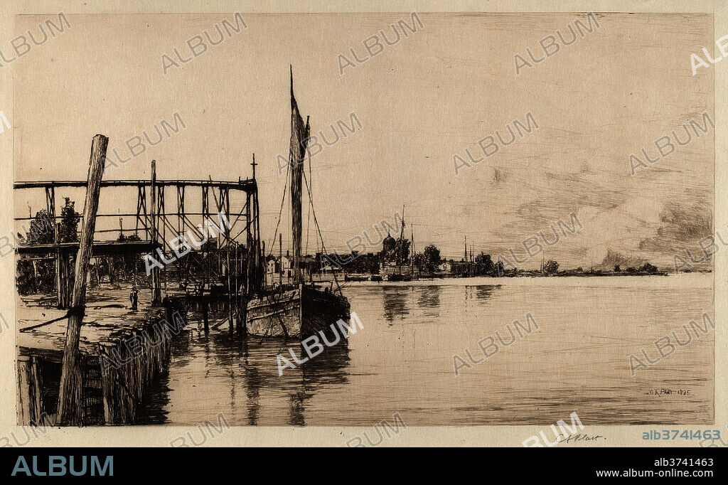 CHARLES A. PLATT. Connecticut River. Dated: 1885. Dimensions: plate: 27.7 × 46.9 cm (10 7/8 × 18 7/16 in.)  sheet: 49.3 × 55.6 cm (19 7/16 × 21 7/8 in.). Medium: etching in black.
