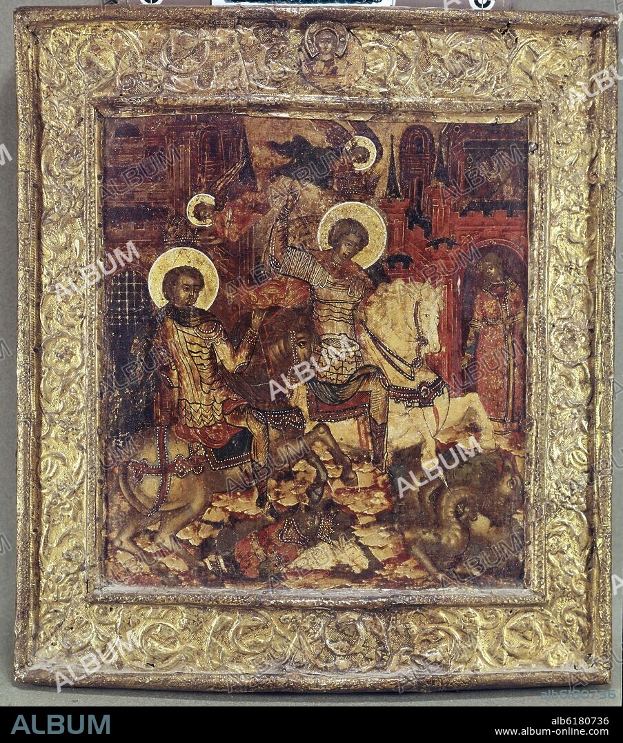 SAN MIGUEL ARCANGEL VENCIENDO AL DRAGON - ICONO - 1271.