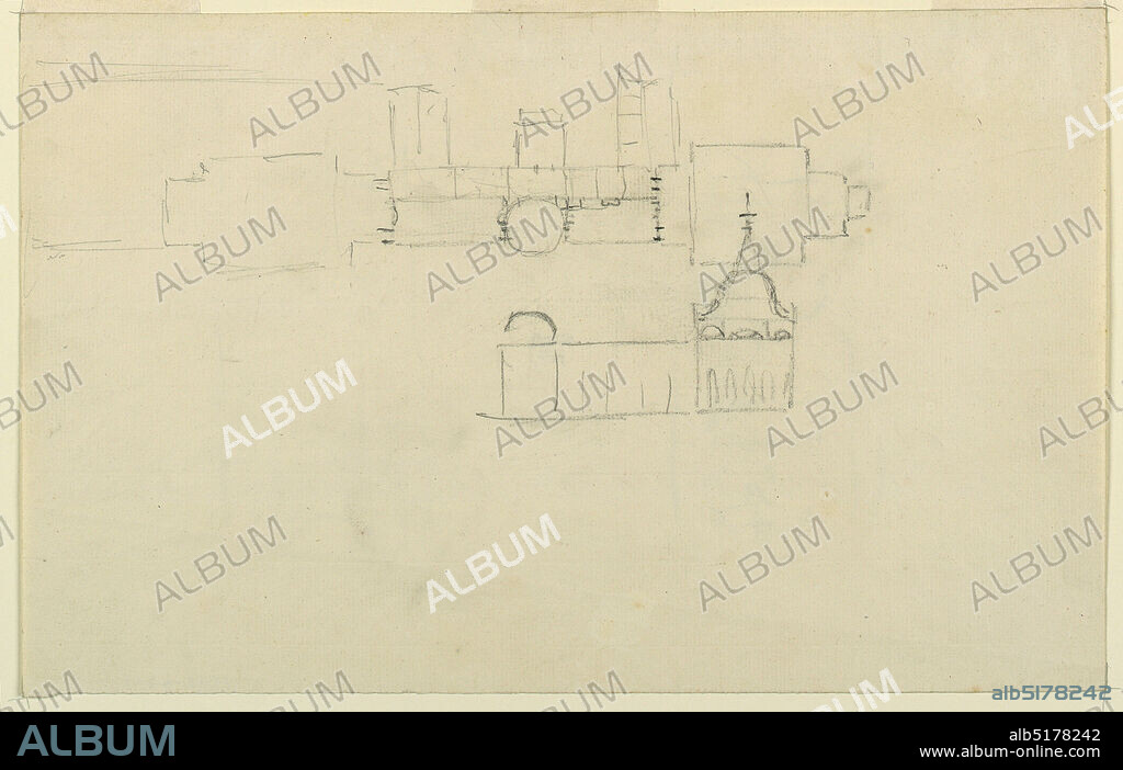 Royal Pavilion, Brighton, George IV, King of England, English, 1762 1830, Graphite on white laid paper, Original album associated with this collection still exists. See 1948-40-1 accessory, London, England, 181722, architecture, Drawing, Drawing.