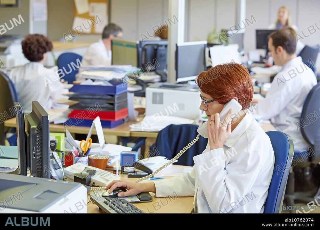 Administrative in office, Human Resources Department, Hospital Donostia, San Sebastian, Gipuzkoa, Basque Country, Spain.
