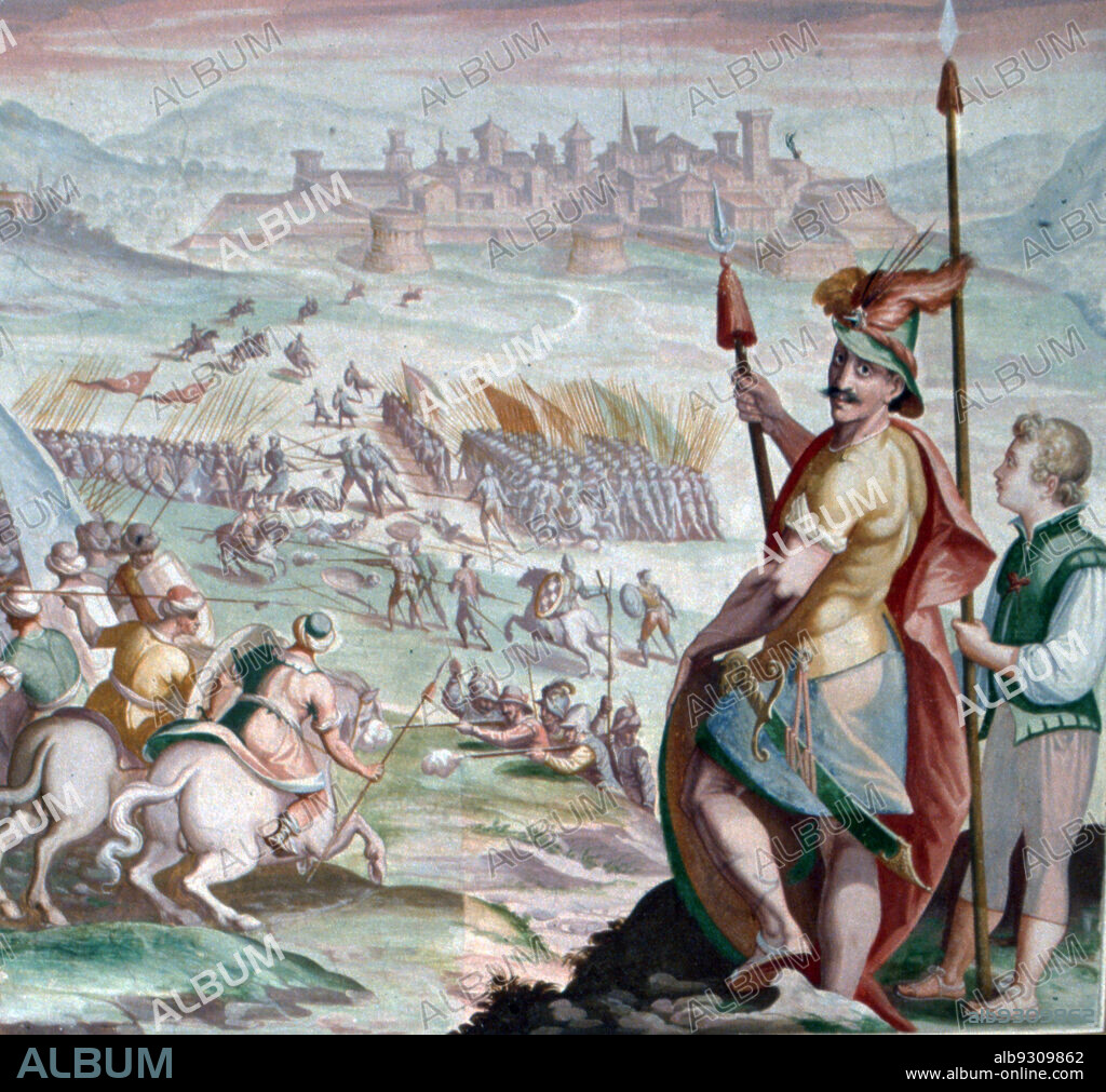CESARE ARBASIA. RECONQUISTA. ALVARO DE BAZAN - MARQUES DE SANTA CRUZ1526-1588. DOMINACION MUSULMANA , 711 A 1497. " TOMA DE BAZA " , AÑO 1485 , POR DON ALVARO DE BAZAN (1526-1588 PADRE ) , EN NOMBRE DE LOS REYES CATOLICOS. OBRA DE CESAR ARBASIA EN EL AÑO 1595. PALACIO DE SANTA CRUZ DEL VISO DEL MARQUES.
