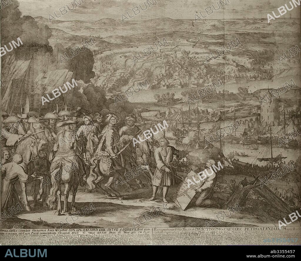 ADRIAAN SCHOONEBEEK (SCHOONEBECK). Siege of the Turkish Fortress Azov by Russian Forces in 1696.
