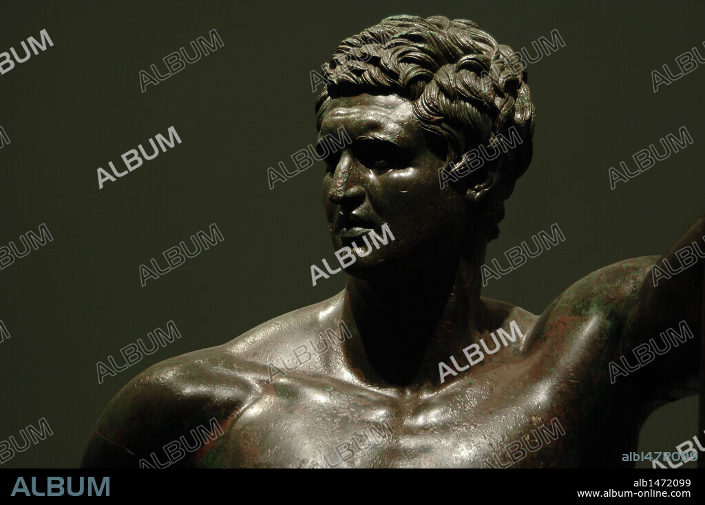 Greek Art. Hellenistic prince represented in heroic nudity. Derives from the statue by Lysippus of Alexander the Great. Is generally considered as the representation of an early portrait of Attalus II, king of Pergamon. Is dated to the 2nd century B.C. Palazzo Massimo. National Roman Museum. Rome. Italy.