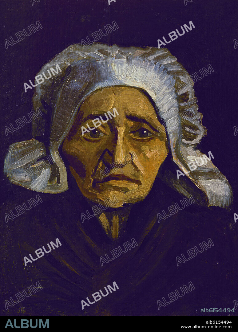 VICENT VAN GOGH (1853-1890). CABEZA DE UNA VIEJA CAMPESINA CON COFIA BLANCA-NEUNEN, DICIEMBRE 1884-O/LIENZO-CARTON 33 X 26CM.