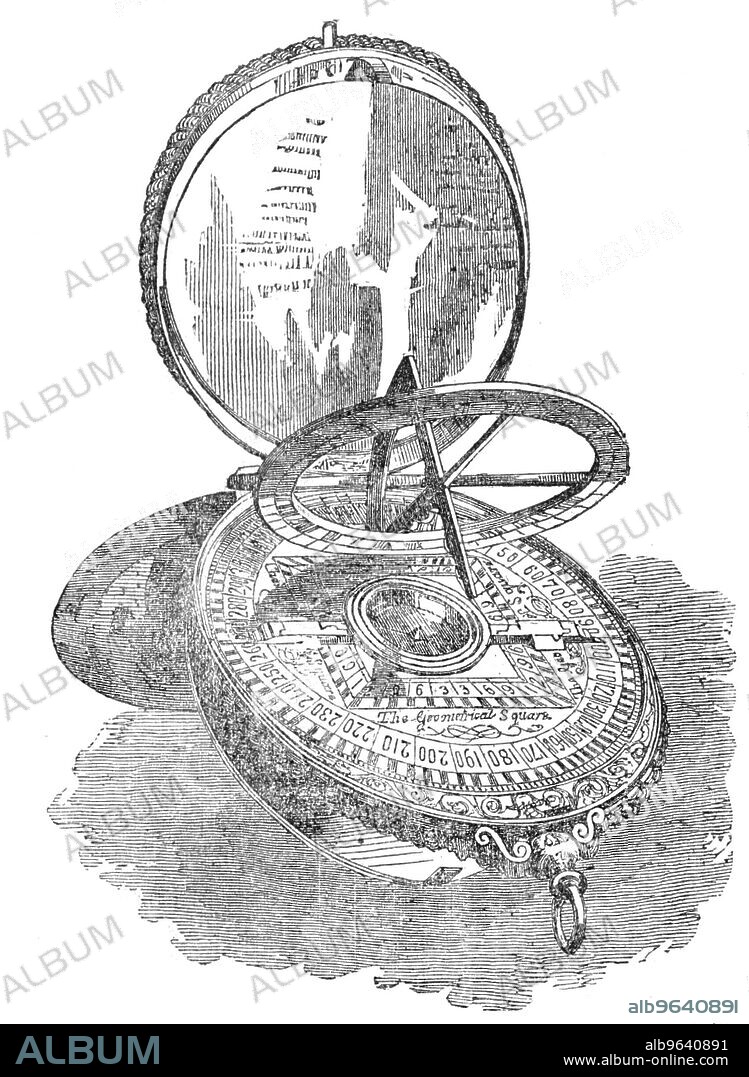 The Astrolabe of Sir Francis Drake, in Greenwich Hospital, 1856. '...instrument for taking the altitude of the sun or stars, once belonging to the famous Drake…This instrument, constructed...prior to his first expedition to the West Indies in 1570, and subsequently preserved in a cabinet of antiquities belonging to the Stanhope family, was presented in 1783, by the Right Hon. Philip, fifth Earl of Chesterfield...to the Rev. Francis Bigsby...who had in the preceding year married the Hon. Frances Stanhope, widow, his Lordship's stepmother. In 1812 that gentleman, having ruptured a large blood-vessel, in anticipation of approaching death gave it as a token of affection to his younger brother, Robert Bigsby...the father of whom had the honour of presenting it to King William IV., by whom it was bestowed upon the Royal Hospital of Greenwich'. From "Illustrated London News", 1856.