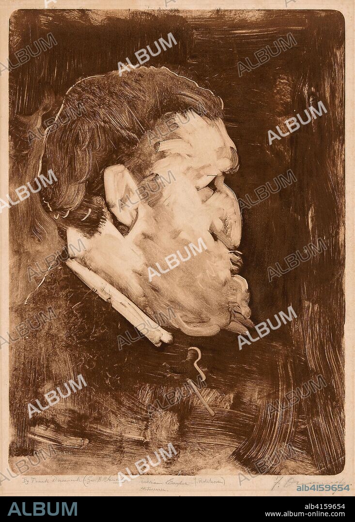 Caricature of William Gedney Bunce. Frank Duveneck; American, 1848-1919. Date: 1883-1884. Dimensions: 434 x 314 mm (image); 547 x 397 mm (sheet). Monotype in brown on ivory wove paper. Origin: United States.