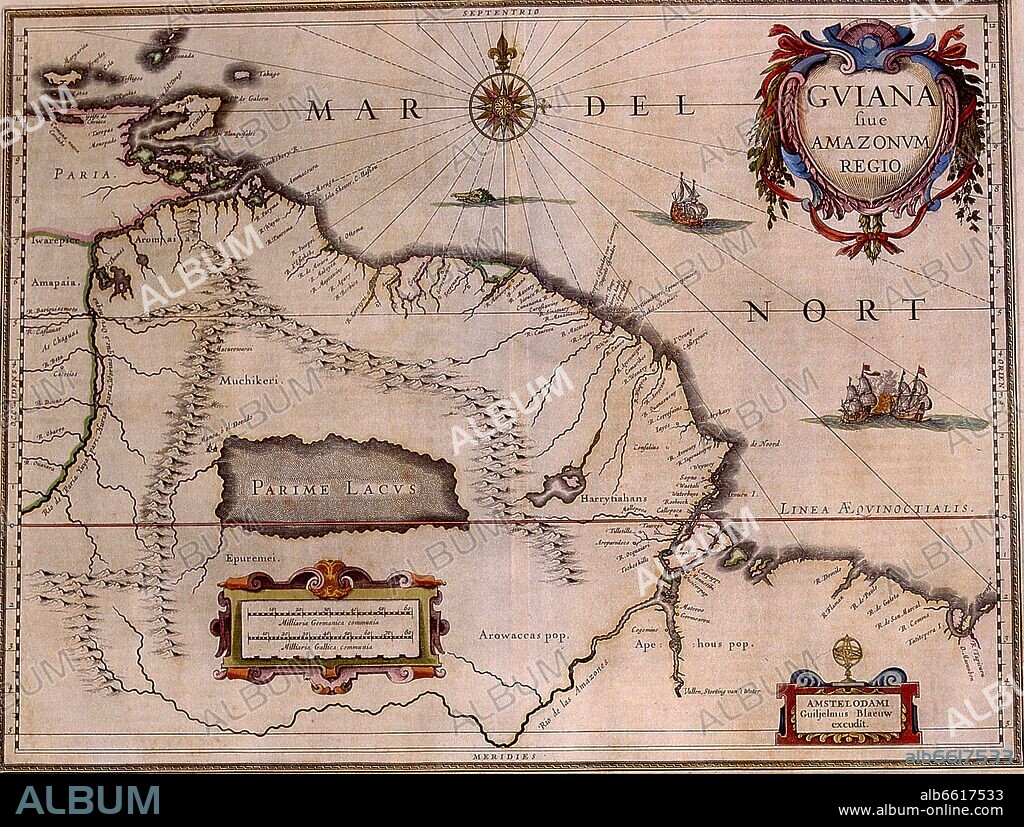 WILLEM BLAEU. MAPA DEL AMAZONAS - 1635-1672.