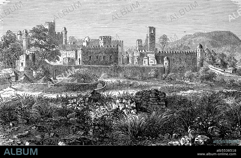 The north side of the fortress of Gondar in Ethiopia, in 1880.