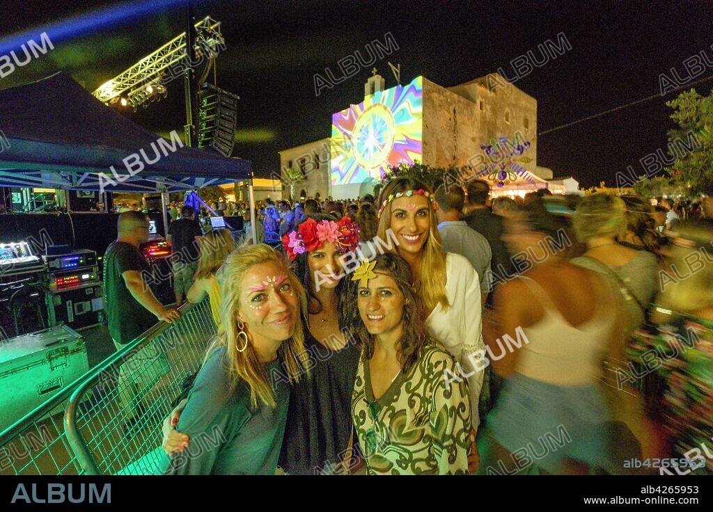 fiesta Flowerpower, Sant francesc Xavier, Formentera, balearic islands, Spain.