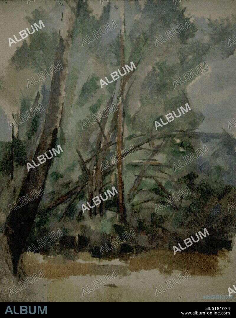 PAUL CEZANNE. ARBOLES EN LE THOLONET- 1904- O/L- CUBISMO FRANCES.