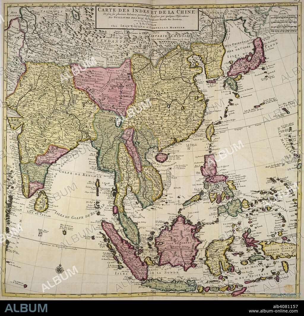 GUILLAUME DE L'ISLE. Map of Asia. Carte des Indes et de la Chine. Amsterdam; Covens et Mortier 1720?. Source: Maps.K.Top.115.5. Language: French.