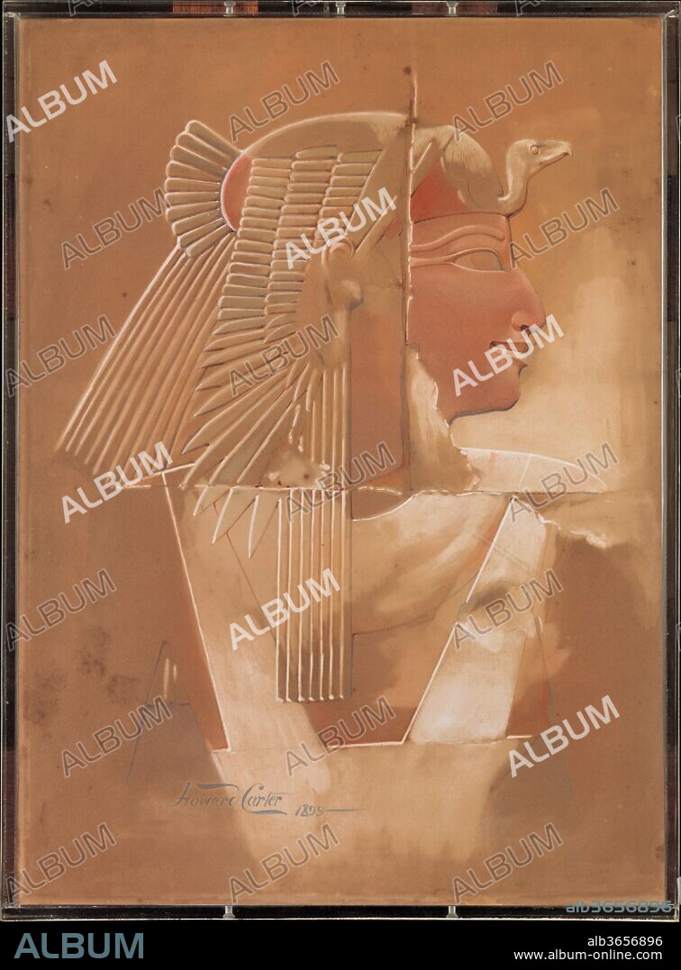 Hatshepsut's Mother, Queen Ahmose. Artist: Howard Carter (British, London 1873-1939 London). Dimensions: Facsimile: H. 42.5 cm (16 3/4 in.); W. 31 cm (12 1/4 in.)
Scale 1:1
Frame: H. 43.8 cm (17 1/4 in.); W. 32.3 cm (12 11/16 in.). Dynasty: Dynasty 18. Reign: Joint reign of Hatshepsut and Thutmose III. Date: 1899.