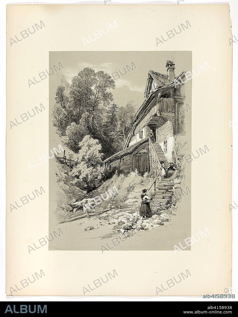 Brunnen, from Picturesque Selections. James Duffield Harding, (English, 1798-1863); Published by W. Kent and Co. Date: 1860. Dimensions: 383 × 273 mm (image, primary support); 540 × 434 mm (secondary support). Lithograph on paper. Origin: England.