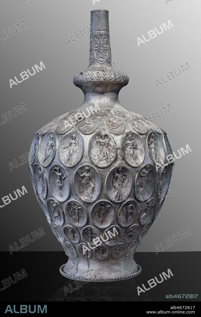 Piombino Archaelogical Museum: silver amphora from the Baratti Harbour. It is a masterpiece of Late Antique oriental art, coming from Antioch, and is characterised by 132 oval applications with figures connected to the worship of Cybele.