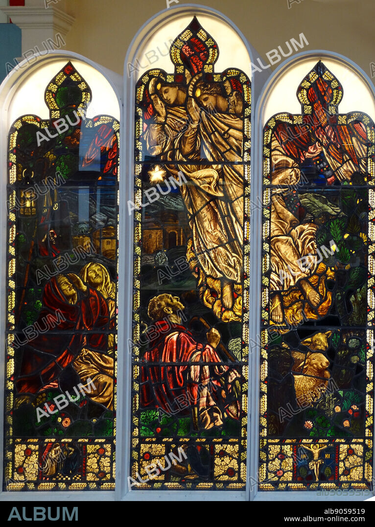 Peace and Goodwill by Henry Payne (1868-1940).This three-panel stained glass window was commissioned as a memorial 'to the men of the church who fell' and those who served in the Great War 1914-1918.