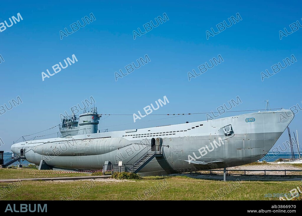 Submarine U 995 of the Navy during World War II, Technical Museum U-995, Laboe, Baltic Sea, Schleswig-Holstein, Germany, Europe.