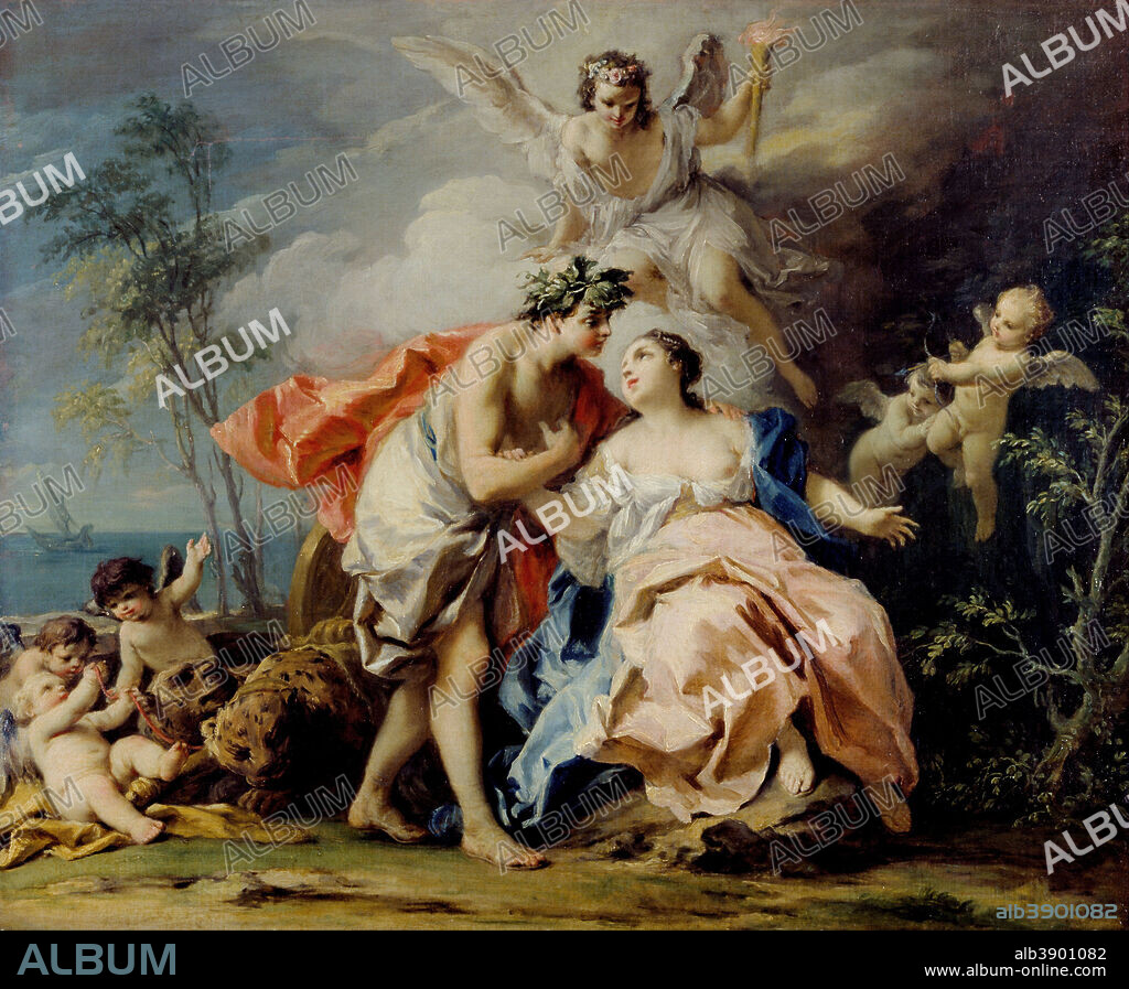 JACOPO AMIGONI. Bacchus and Ariadne. Date/Period: Ca. 1740-ca. 1742. Painting. Oil on canvas. Height: 650 mm (25.59 in); Width: 755 mm (29.72 in).