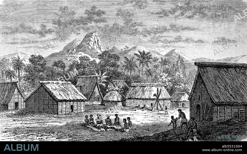 Levuka village on Ovalau Island, Fiji Islands, Fiji, in 1880.