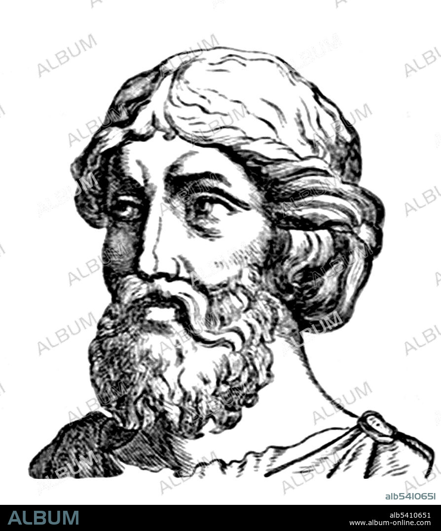 Aristarchus (310-230 BC) was a Greek astronomer and mathematician. He presented the first known heliocentric model of the solar system, placing the Sun, at the center of the known universe, and put the other planets in their correct order of distance around the Sun. His astronomical ideas were rejected in favor of the geocentric theories of Aristotle and Ptolemy. The heliocentric theory was successfully revived 1800 years later by Copernicus, after which Johannes Kepler and Isaac Newton gave the theoretical explanation based on laws of physics. No artist credited, undated.