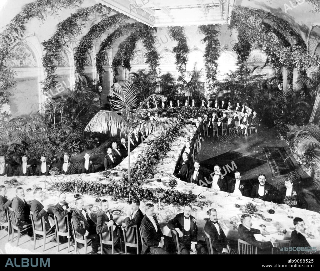 Dinner celebrating the formation of U.S. Steel Corporation was held round a table in the shape of a T-Rail end section. Charles Schwab was one of the guests.