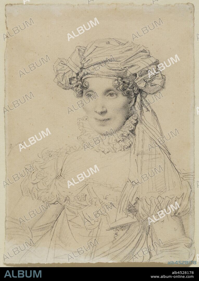 Jean Auguste Dominique Ingres, French, 1780-1867, Mme. Rene Borel, ca. 1818, Graphite pencil, Sheet: 4 5/8 × 3 3/8 inches (11.7 × 8.6 cm).