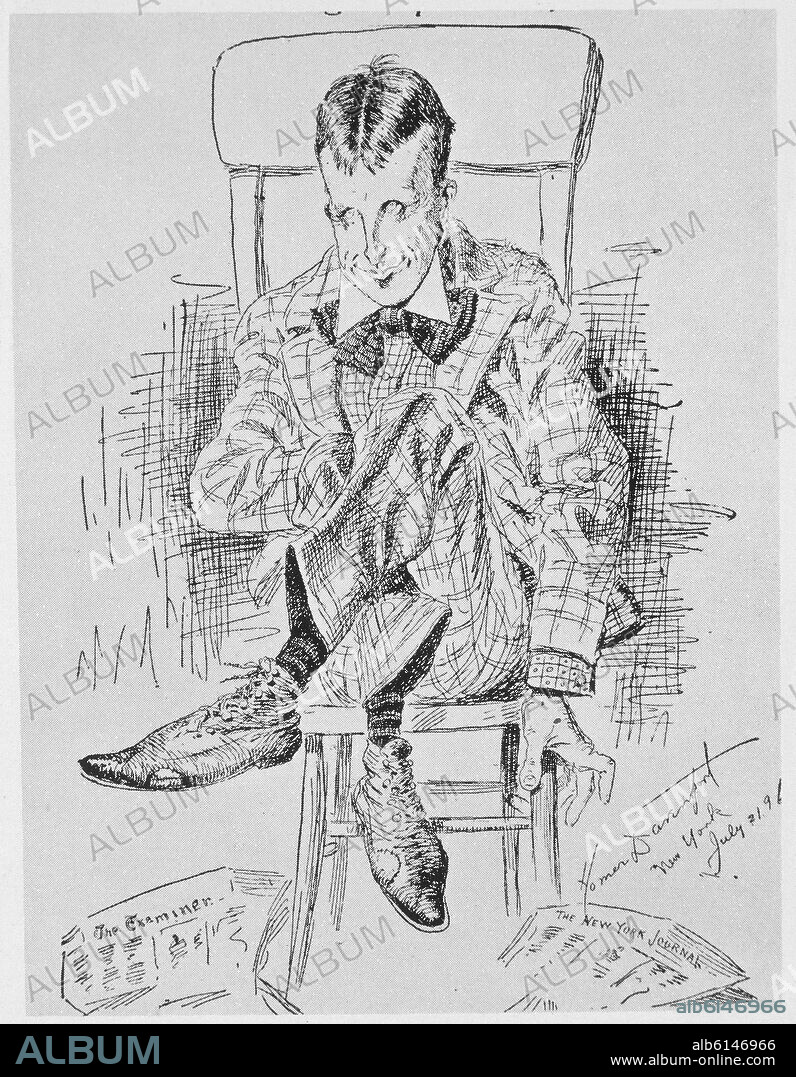 HOMER DAVENPORT. CARICATURA-WILLIAM RANDOLPH HEARST-DEL NEW YORK JOURNAL-1896.