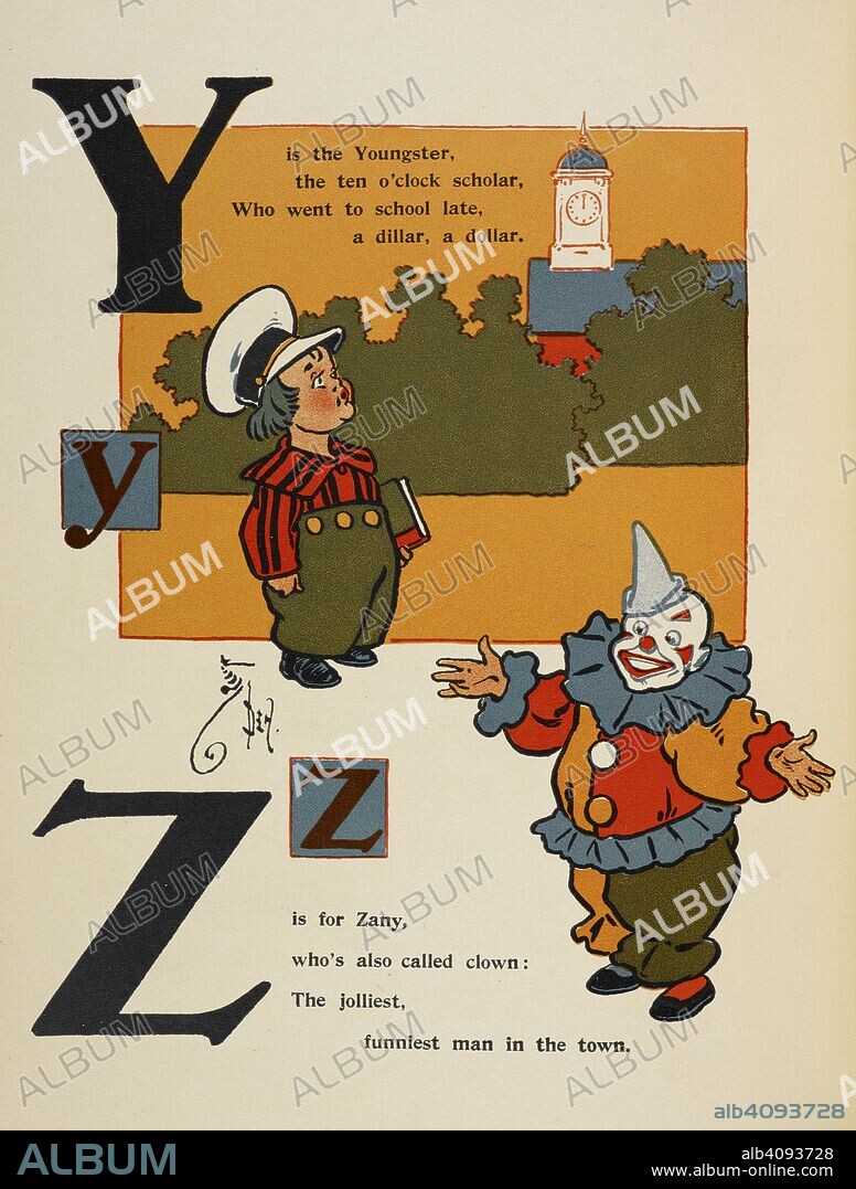 PERCY ALEXANDER LEASON. Alphabet page : Y and Z. Young scholar. Zany the clown. Denslow's Scarecrow and the Tin-Man, and other stories. [With illustrations by the author.]. T. Fisher Unwin: London; New York [printed], [1904.]. Source: 12812.d.19.