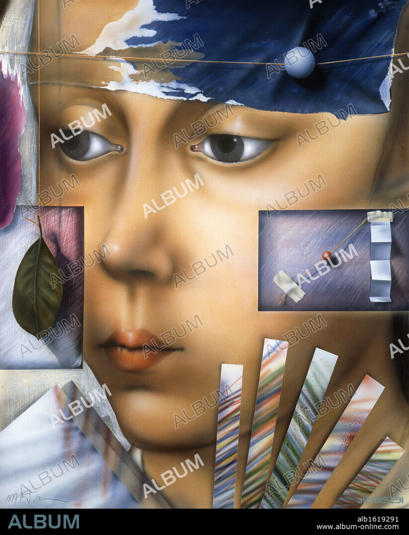 Portrait - After Van der Weyden  Donald Martin (20th C. American)  Airbrush on wood  Private Collection.