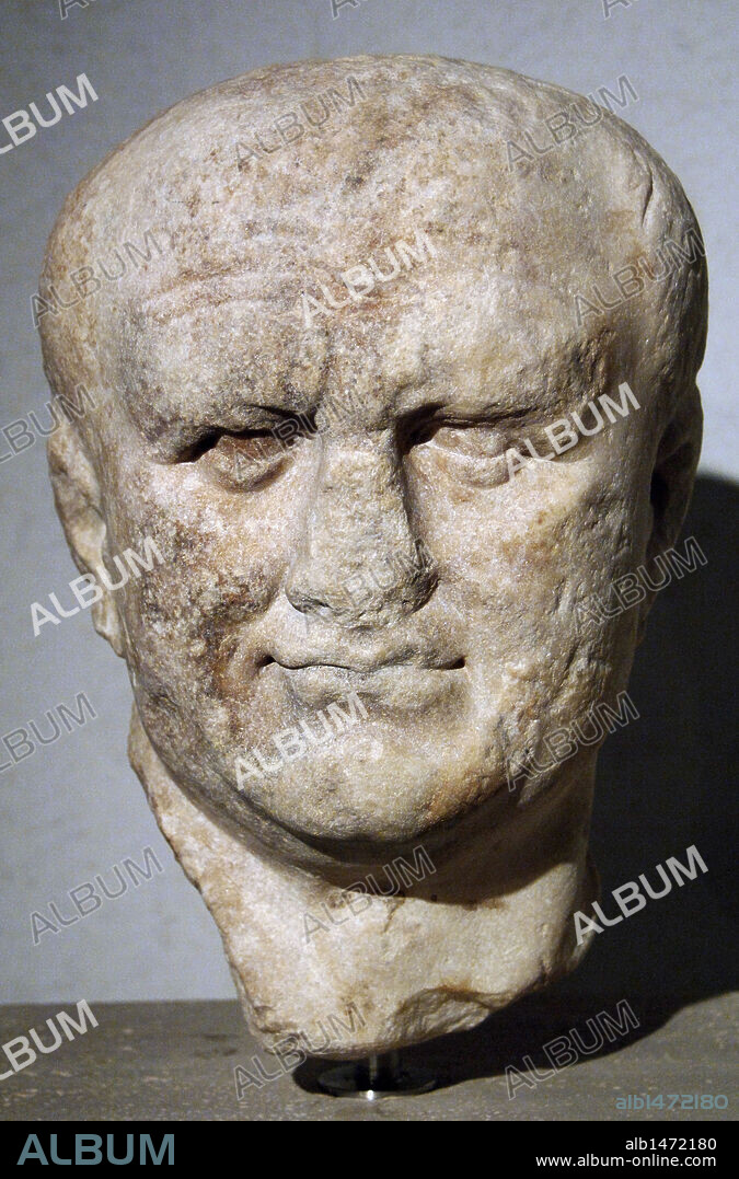 VESPASIANO (Titus Flavius Vespasianus) (9-79). Emperador romano (69-79). Fundador de la dinastía Flavia. BUSTO DE VESPASIANO. Hallado en el Tíber (Roma). Palacio Massimo. Museo Nacional Romano. Roma. Italia.