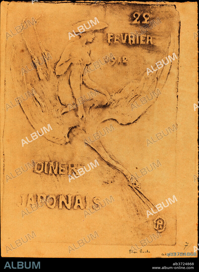 PIERRE ROCHE. Femme et Cygne, 22 fevrier 1912, Diner Japonaise (Woman and Bird, 22 February 1912, J. Dated: 1912. Medium: gypsograph.