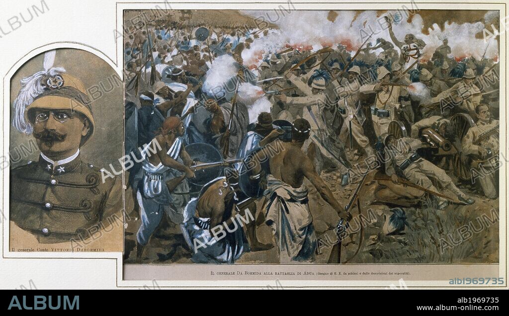 The Battle of Adwa in 1896. War in Abyssinia, Ethiopia, 19th century.
