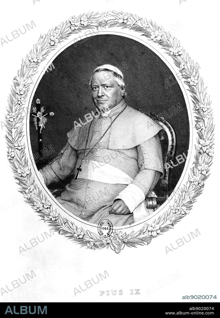 Pius IX (Giovanni Maria Mastai Ferretti - 1792-1878) Pope from 1846. Engraving after a photograph.