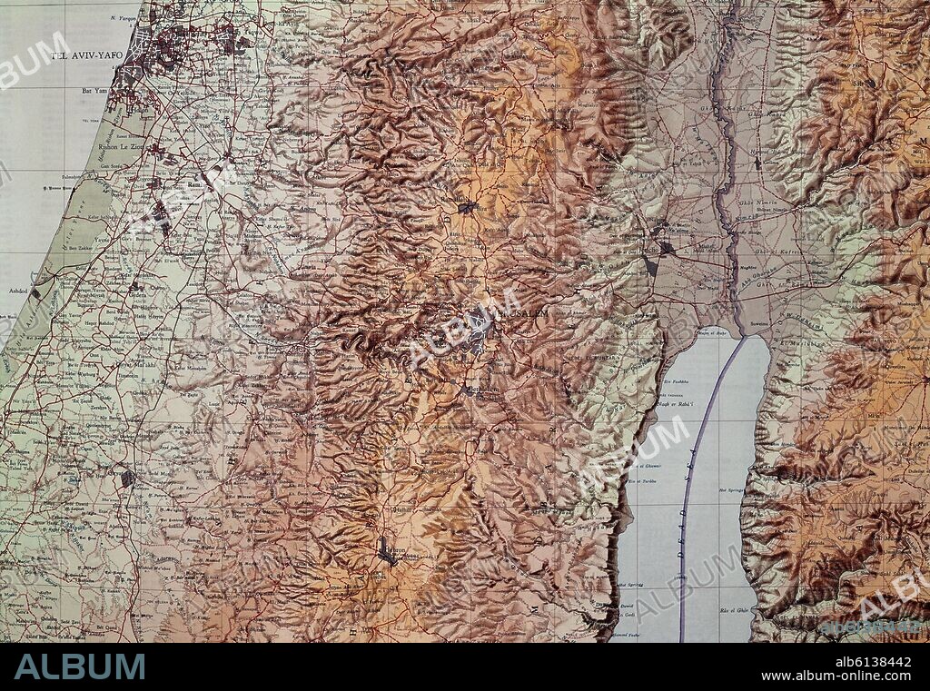 MAPA DE JERUSALEM Y MAR MUERTO.
