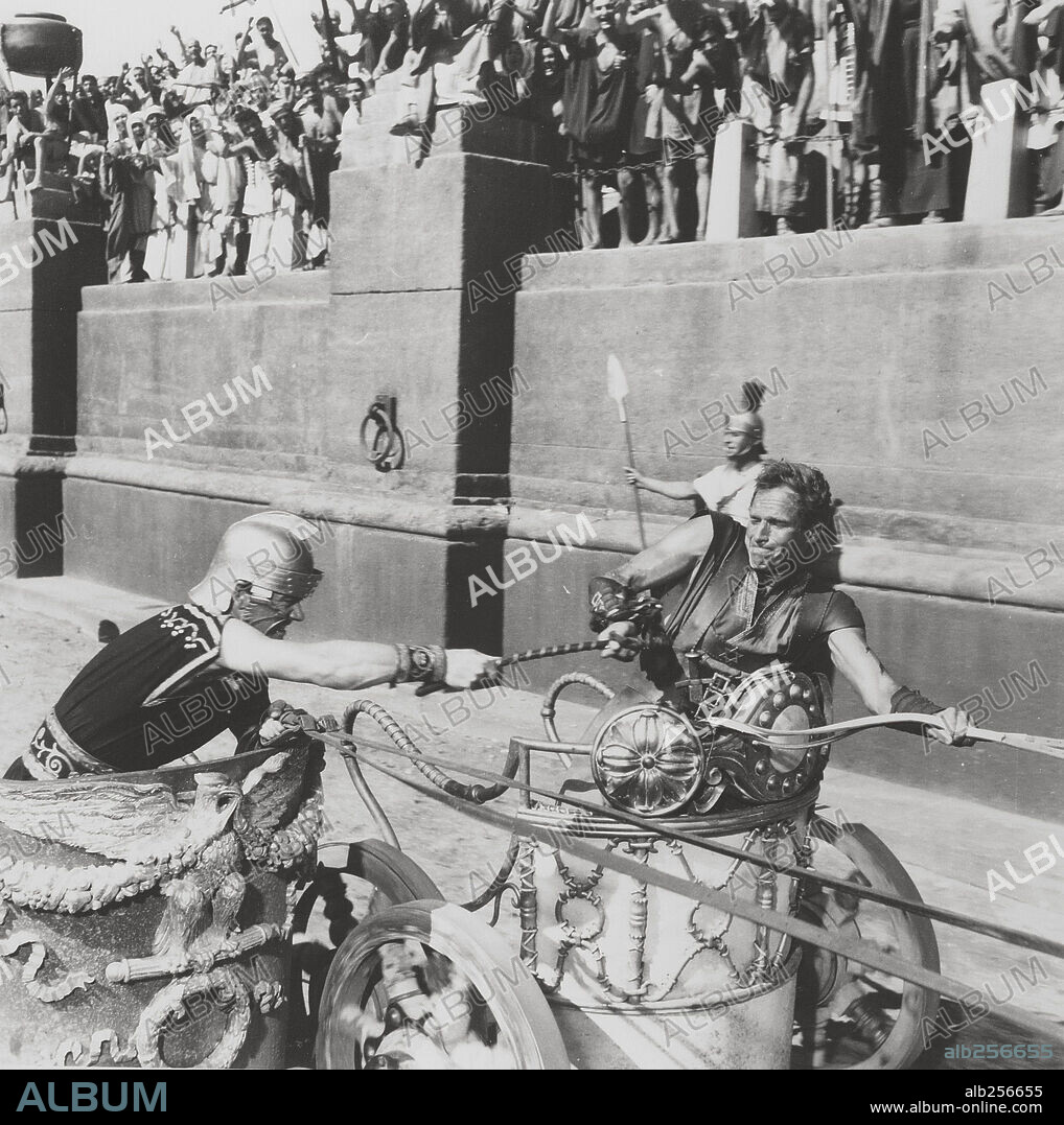 CHARLTON HESTON y STEPHEN BOYD en BEN-HUR, 1959, dirigida por WILLIAM WYLER. Copyright M.G.M.