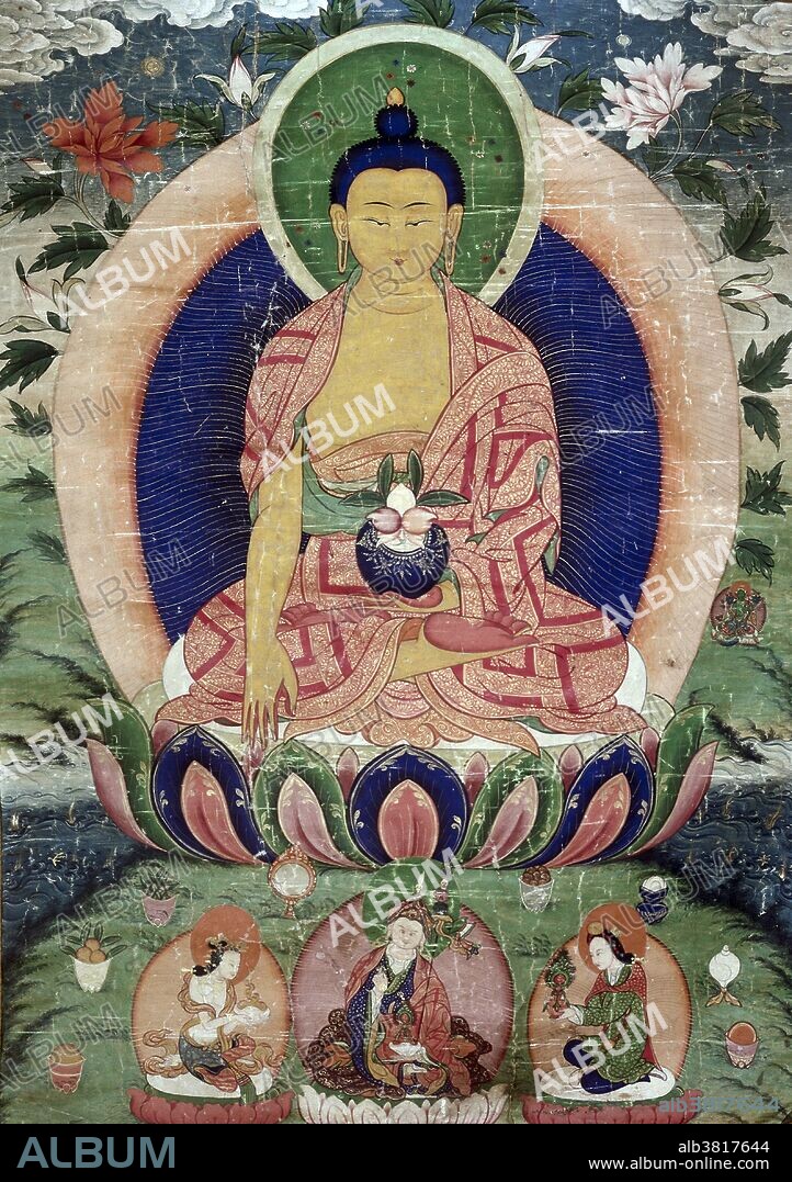 Padmasambhava with Bhaishajyaguru, Medicine Buddha